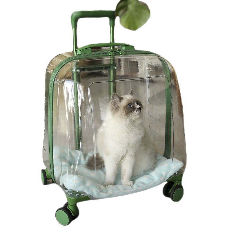 Pet Suitcase for Dogs and Cats Portable Clear Travel Wheeling Suitcase for Cat Dog Carrier Case Pet Carrier