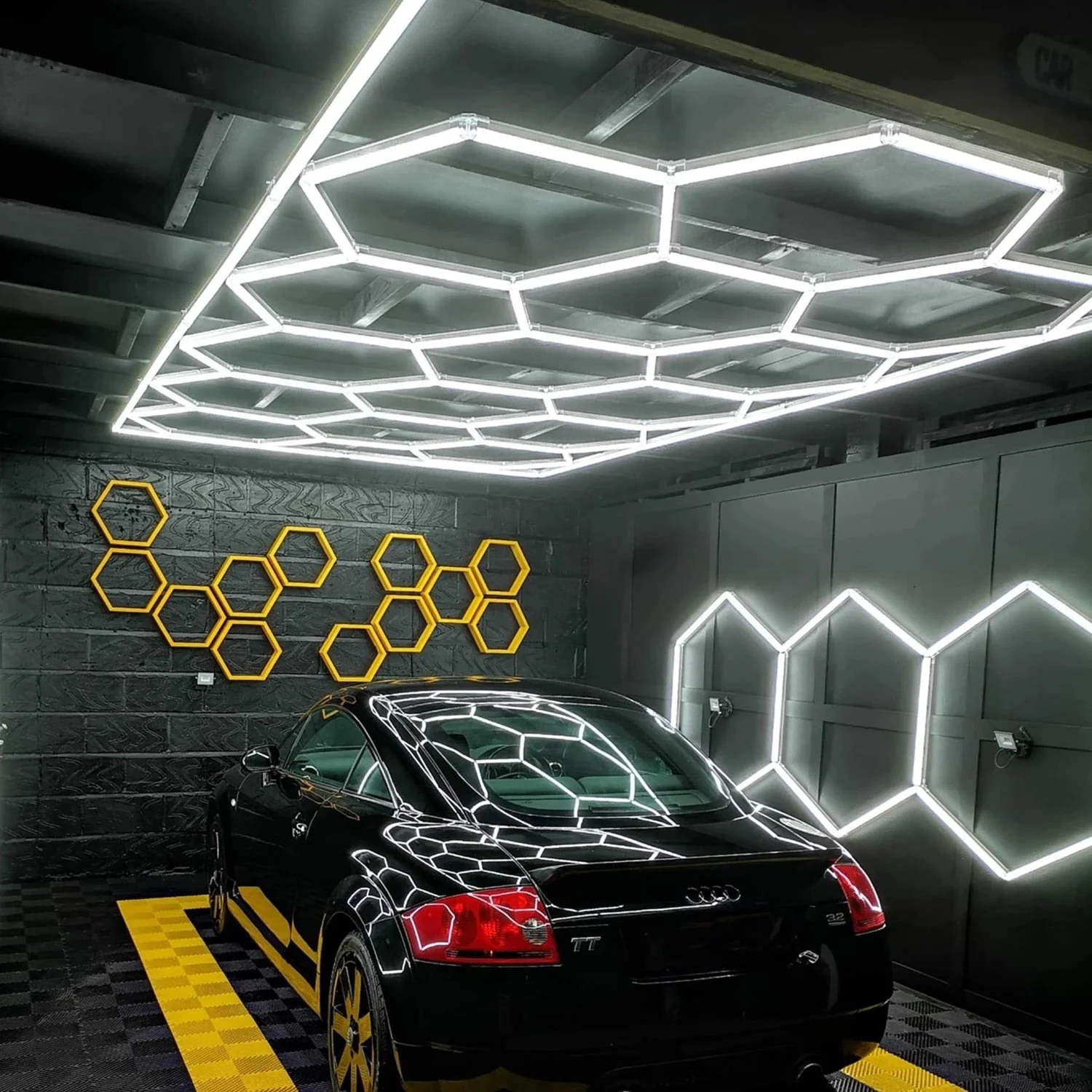 Factory Hexagonal Led Light Honeycomb Garage Lamp Led Ceiling Lights For Auto Detailing Shop Garage Workshop Supermarket