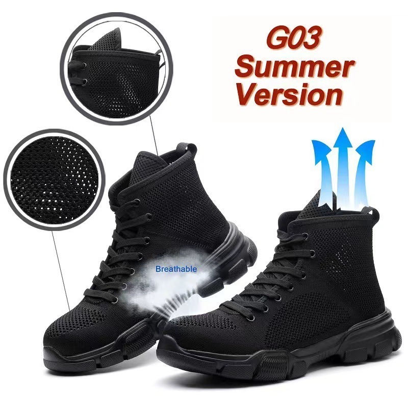 2022 New Design Fly-woven Mesh Breathable Anti Slip Comfortable boots  Work Lightweight Safety Shoes