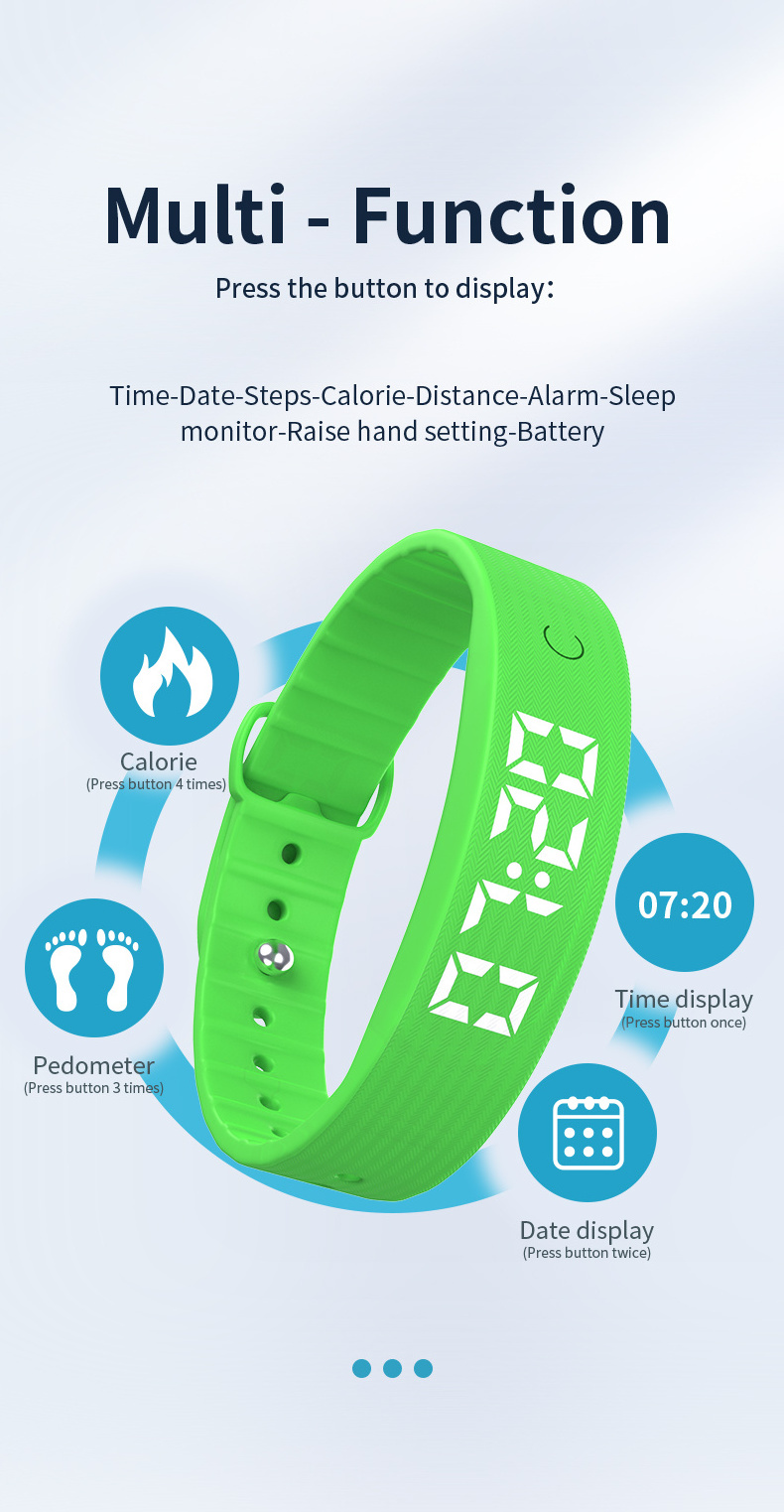 No APP simple sleep monitor vibration alarm watch wrist watch pedometer for kids BestSuppliers