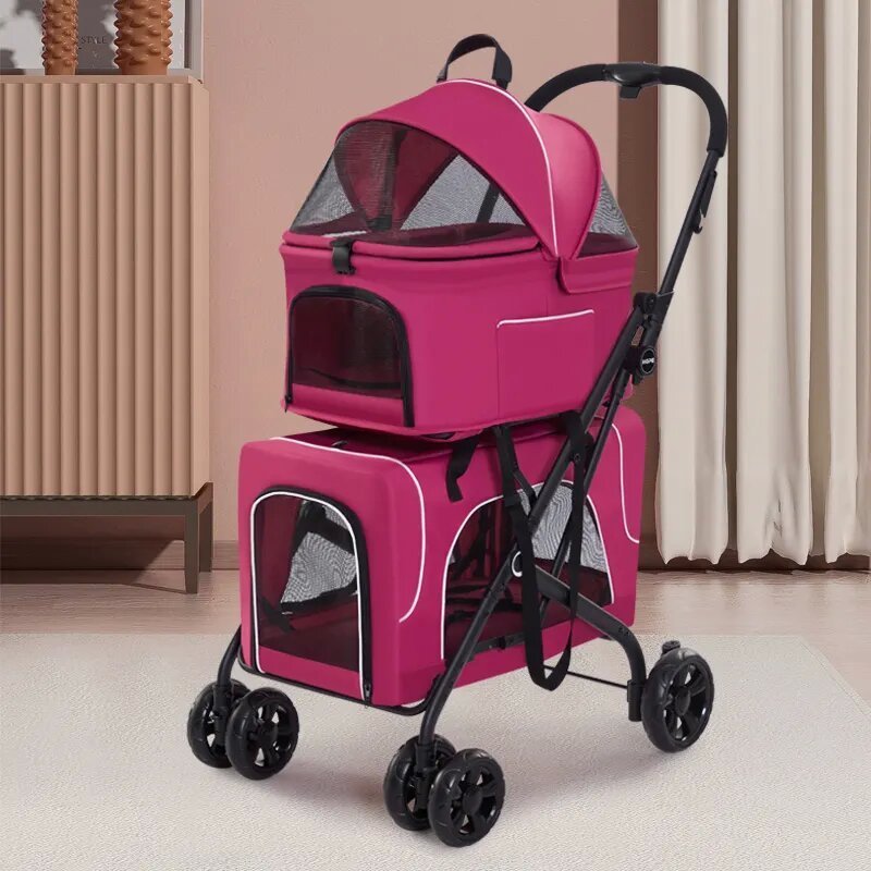 Removable Portable Folding Cat And Dog Stroller Outdoor Travel Separation Double Deck Pet Stroller