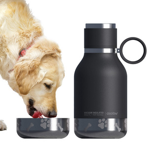 2023 Hot Sell Portable Pet Stainless Steel Water Bottle bottom with pet water bowl