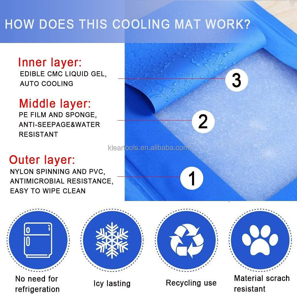 Pets Cooling Mat Summer Dog Non-Toxic Durable Self Cooling Gel Pad for Kennels, Crates and Beds