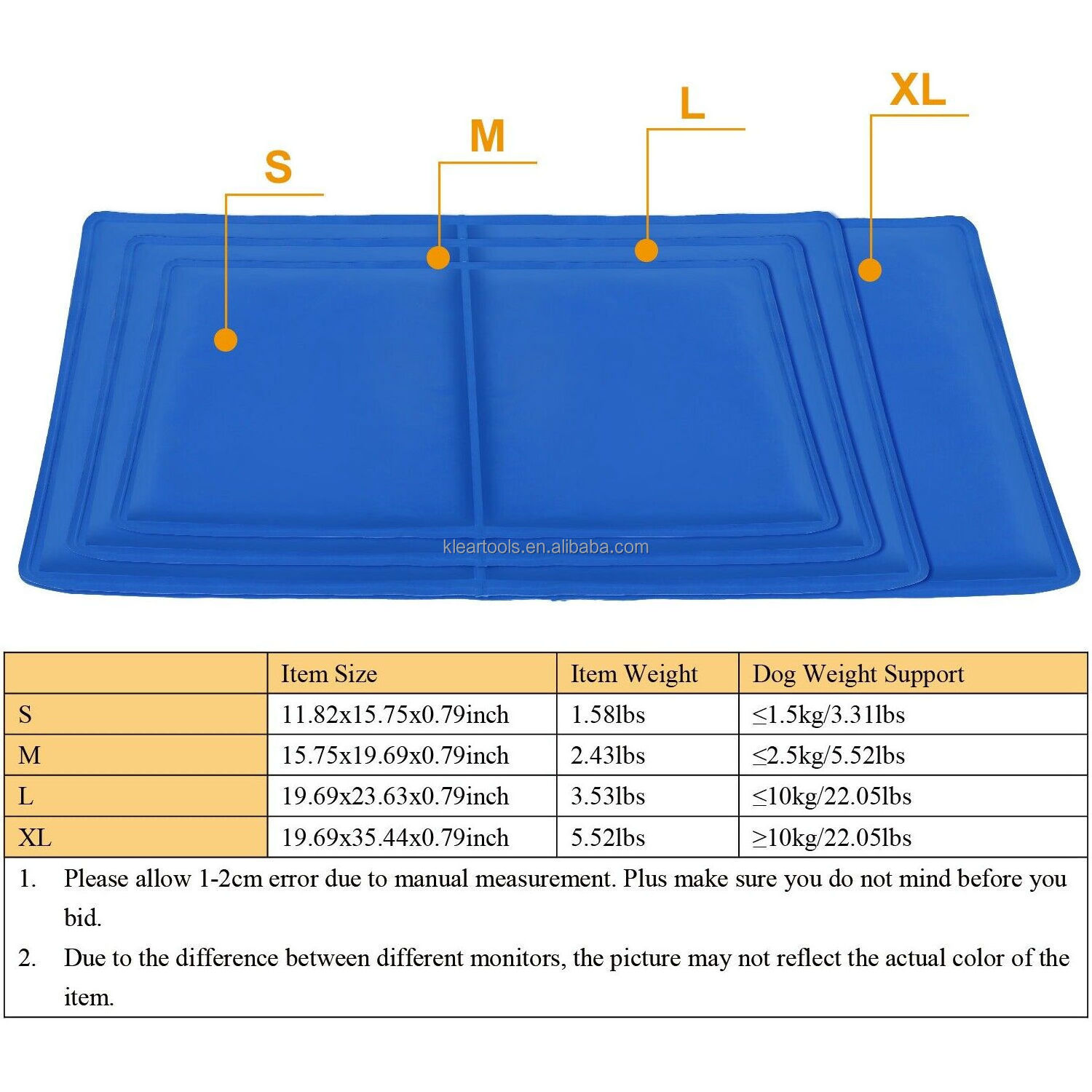 Pets Cooling Mat Summer Dog Non-Toxic Durable Self Cooling Gel Pad for Kennels, Crates and Beds