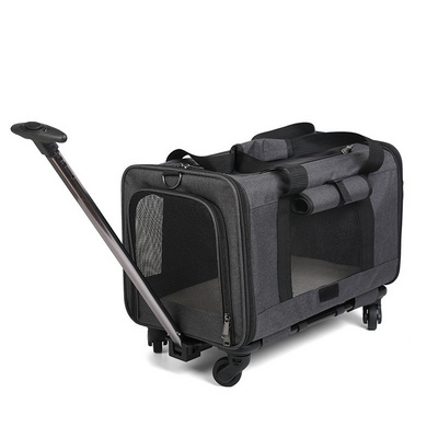 Airline Approved Pet Carrier with Detachable Wheels Pet Travel Trolley Bag Pet Travel Rolling Carrier