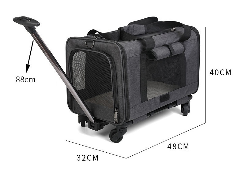 Airline Approved Pet Carrier with Detachable Wheels Pet Travel Trolley Bag Pet Travel Rolling Carrier