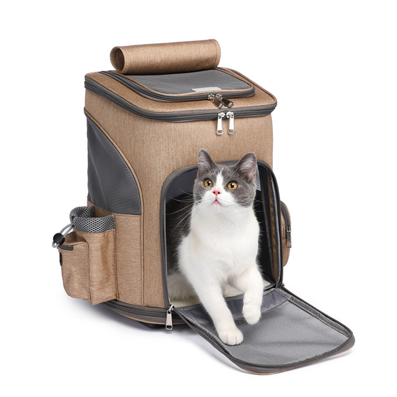 Airline Approved Cat Breathable Carrier Pet Dog Rolling Bag Carrier with Wheels