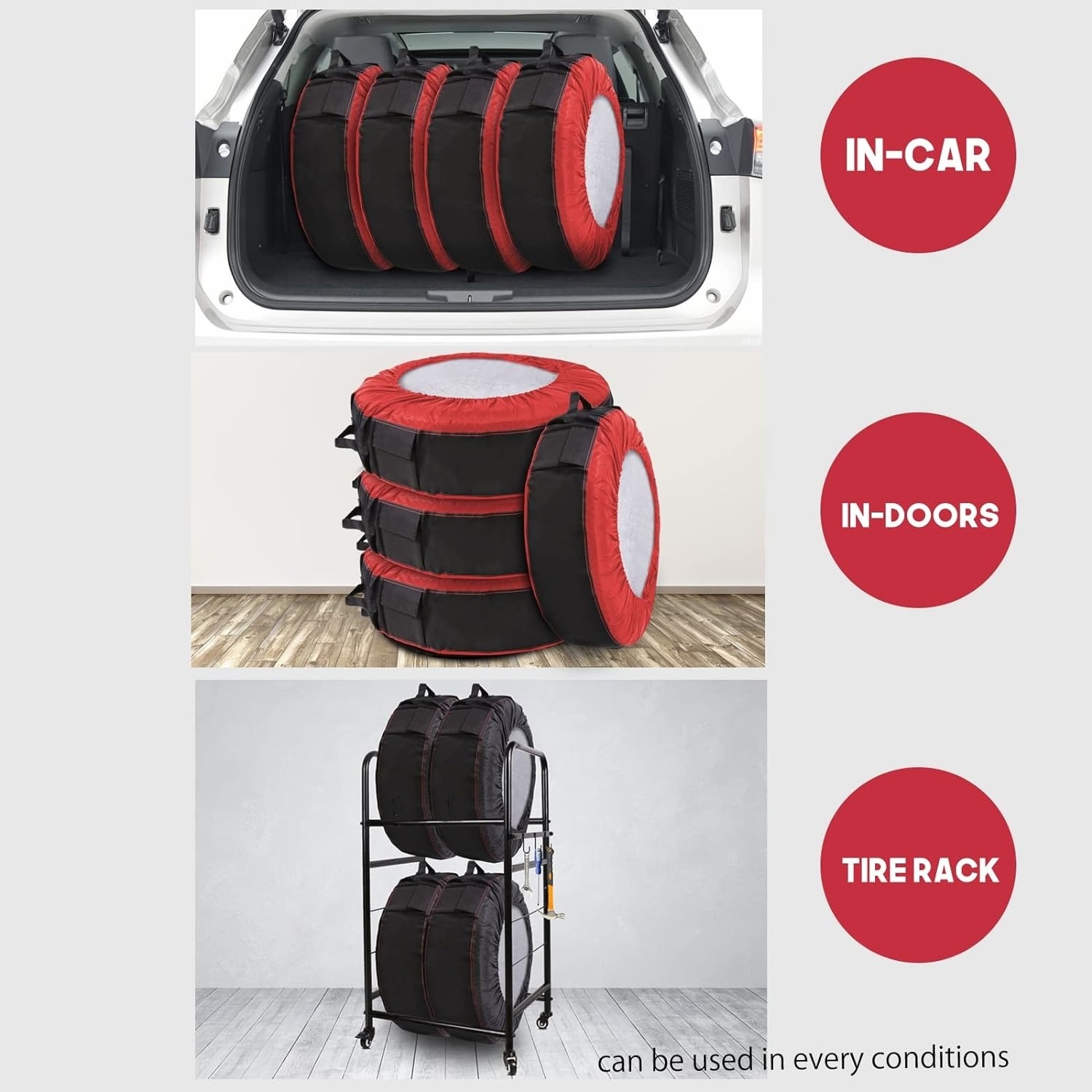 Durable Winter Wheel Storage Tote Seasonal Spare Tire Cover with Handle against Dust and Scratches