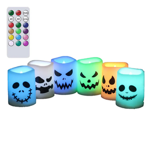 6 Pack Battery Operated LED Tealight Candles Halloween Home Decoration Gifts Halloween Flameless Votive Candles Color Changing