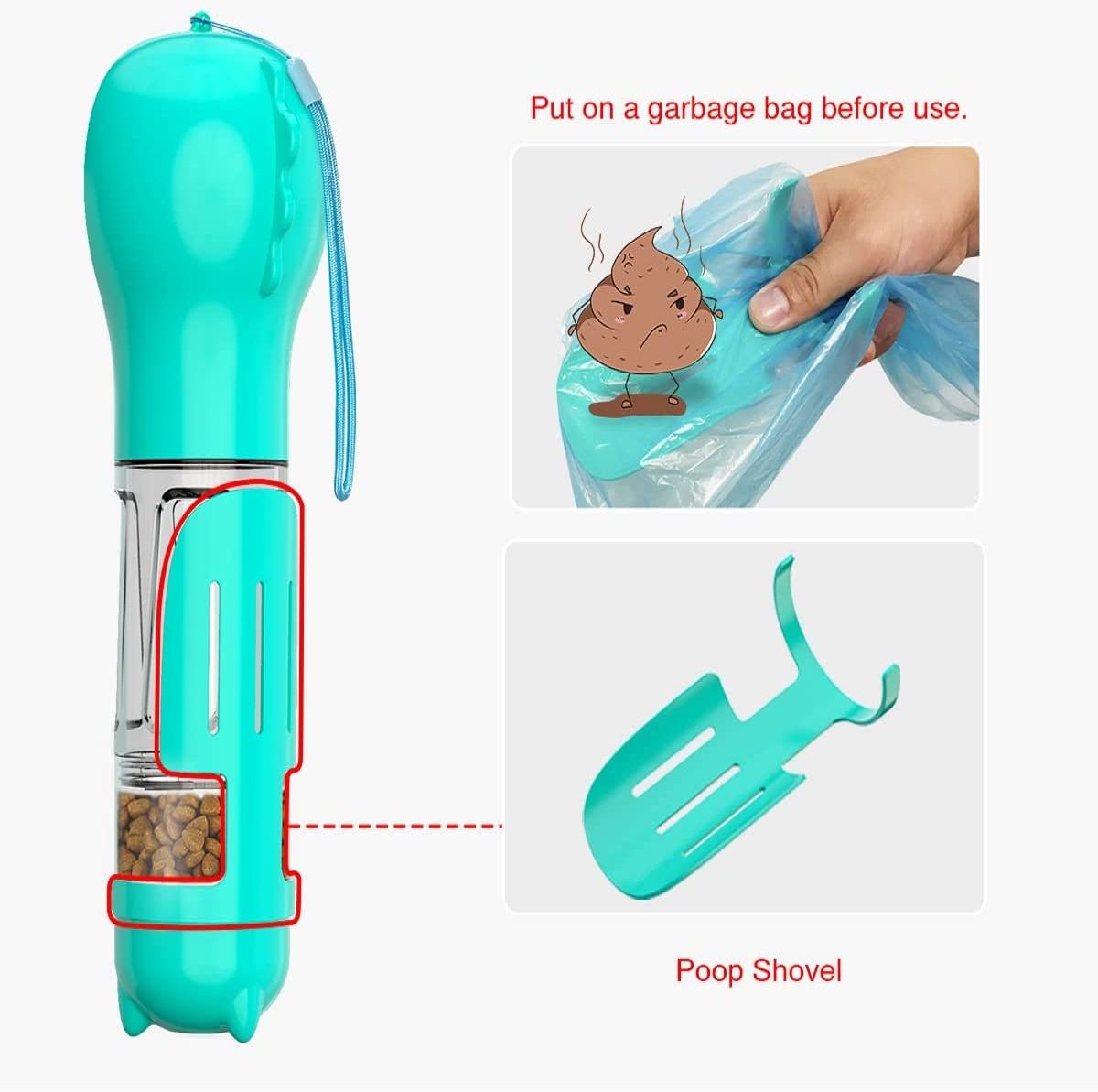 Pet Water Bottle with Food Container 4 in 1 Multifunctional Outdoor Travel Pet Water Cup Bowl