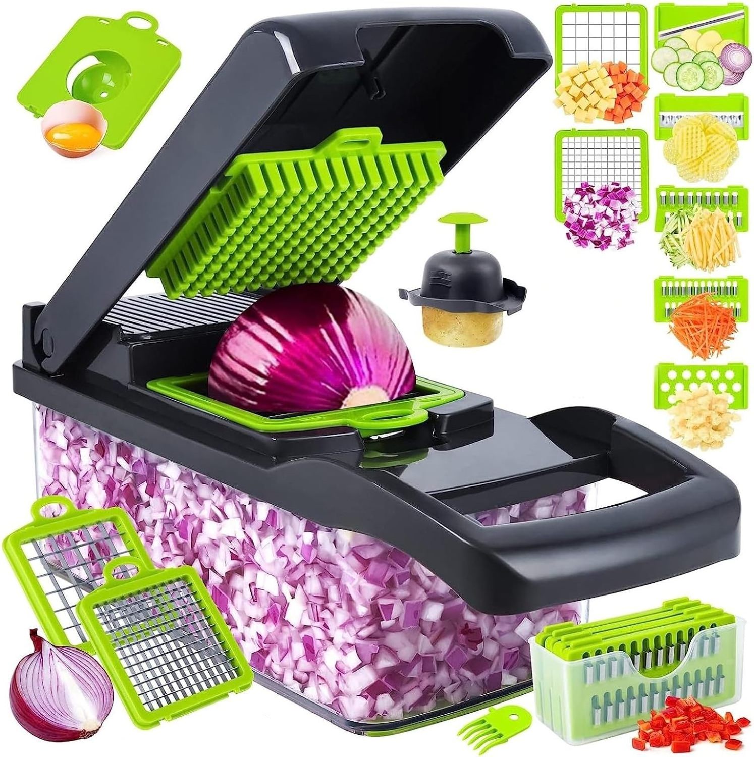 Carrot and Garlic Chopper With Container Kitchen Vegetable Slicer Dicer Cutter Vegetable Chopper Dicer