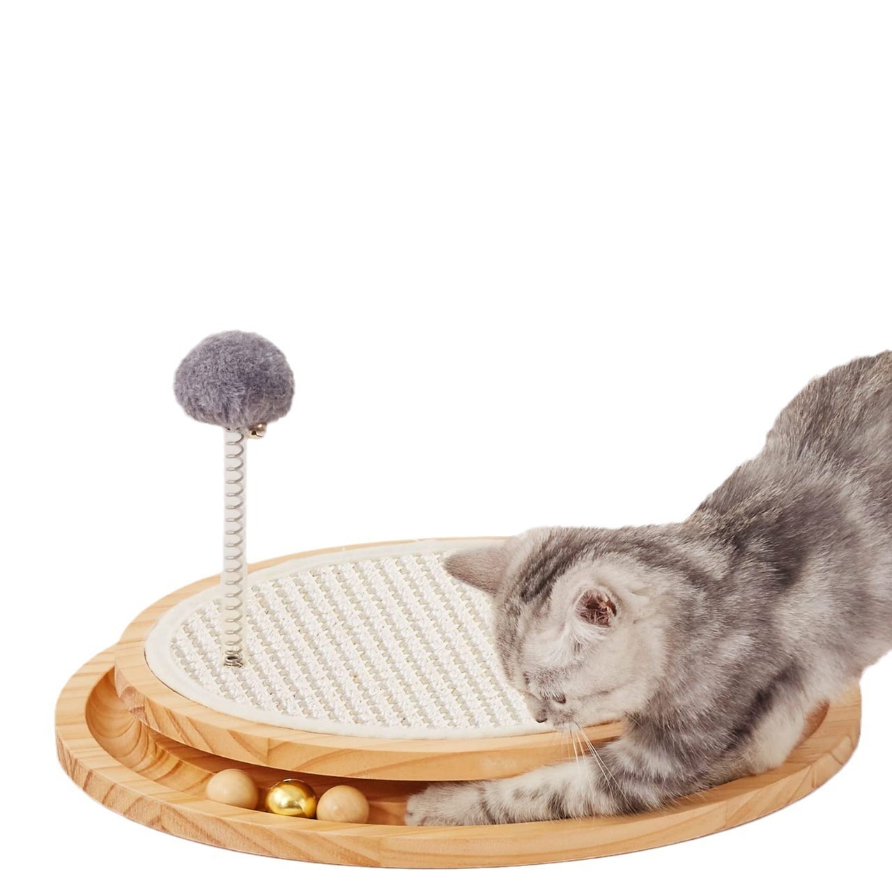 Natural Sisal Cat Scratching Pad Kitten Interactive Ball Track Toy Cat Toy for Chasing Hunting