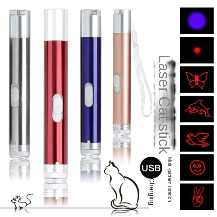 Hot Selling Adjustable Patterns Laser Light Cat Laser Toy Small Interactive Cat Toys USB Rechargeable Laser Pointer For Cat