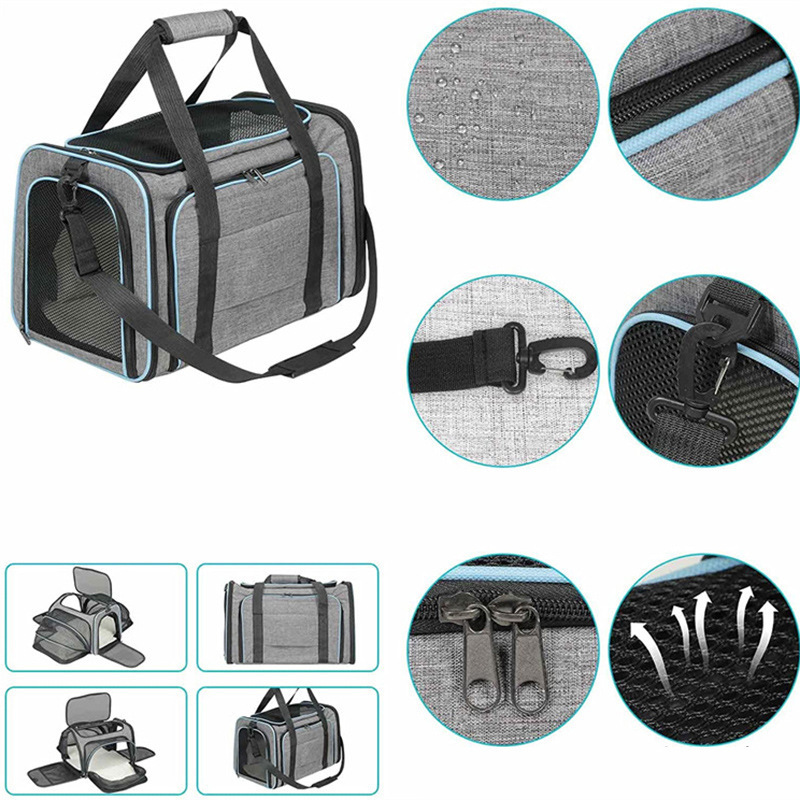 Cat Dog Carrier Airline Approved Expandable Soft-Sided Pet Carrier with Removable Fleece Pad and Pockets