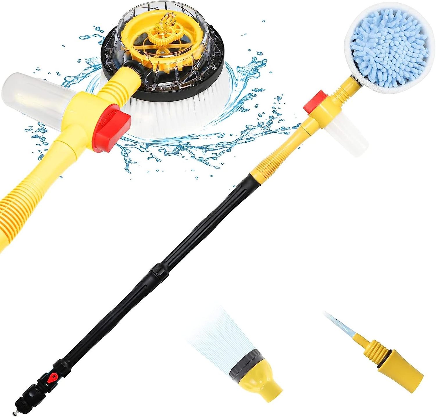 Microfiber 360 Degree Car Wash Brush  Long Handle Car Wash Mop with Multi-Function Shower Car Wash Brush Kit