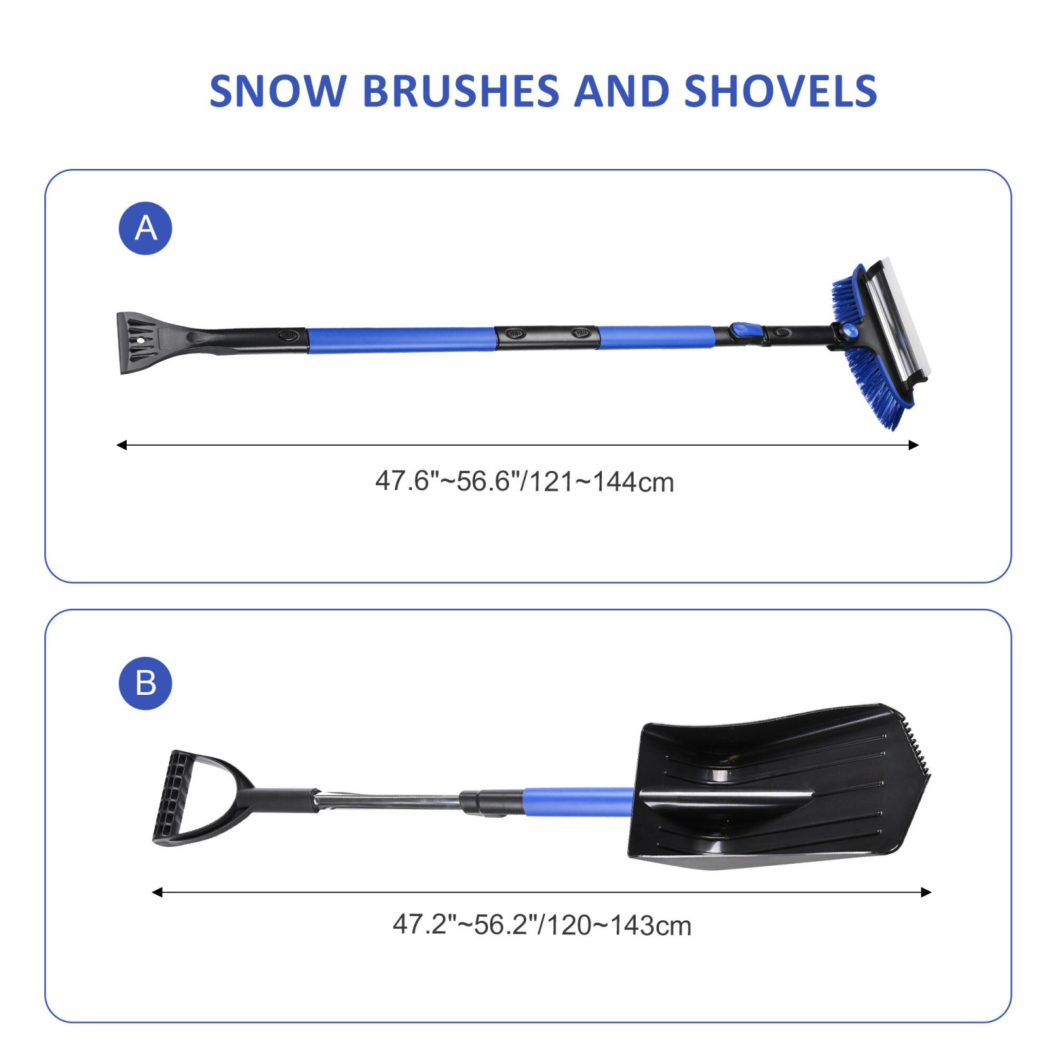 Multifunctional Retractable Snow Shovel Brush Winter Car Frost Scraper Snow Removal Kit