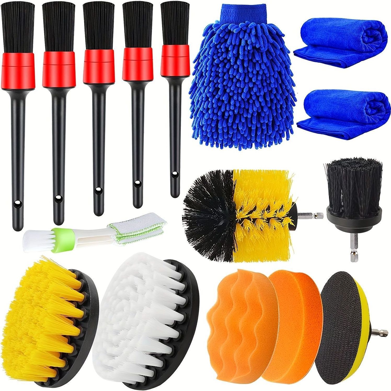 20pcs Car Drill Detailing Brushes Car Wheel Tire Cleaning Brush Set