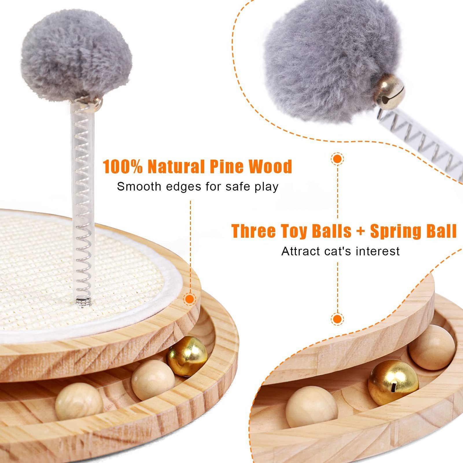 Natural Sisal Cat Scratching Pad Kitten Interactive Ball Track Toy Cat Toy for Chasing Hunting