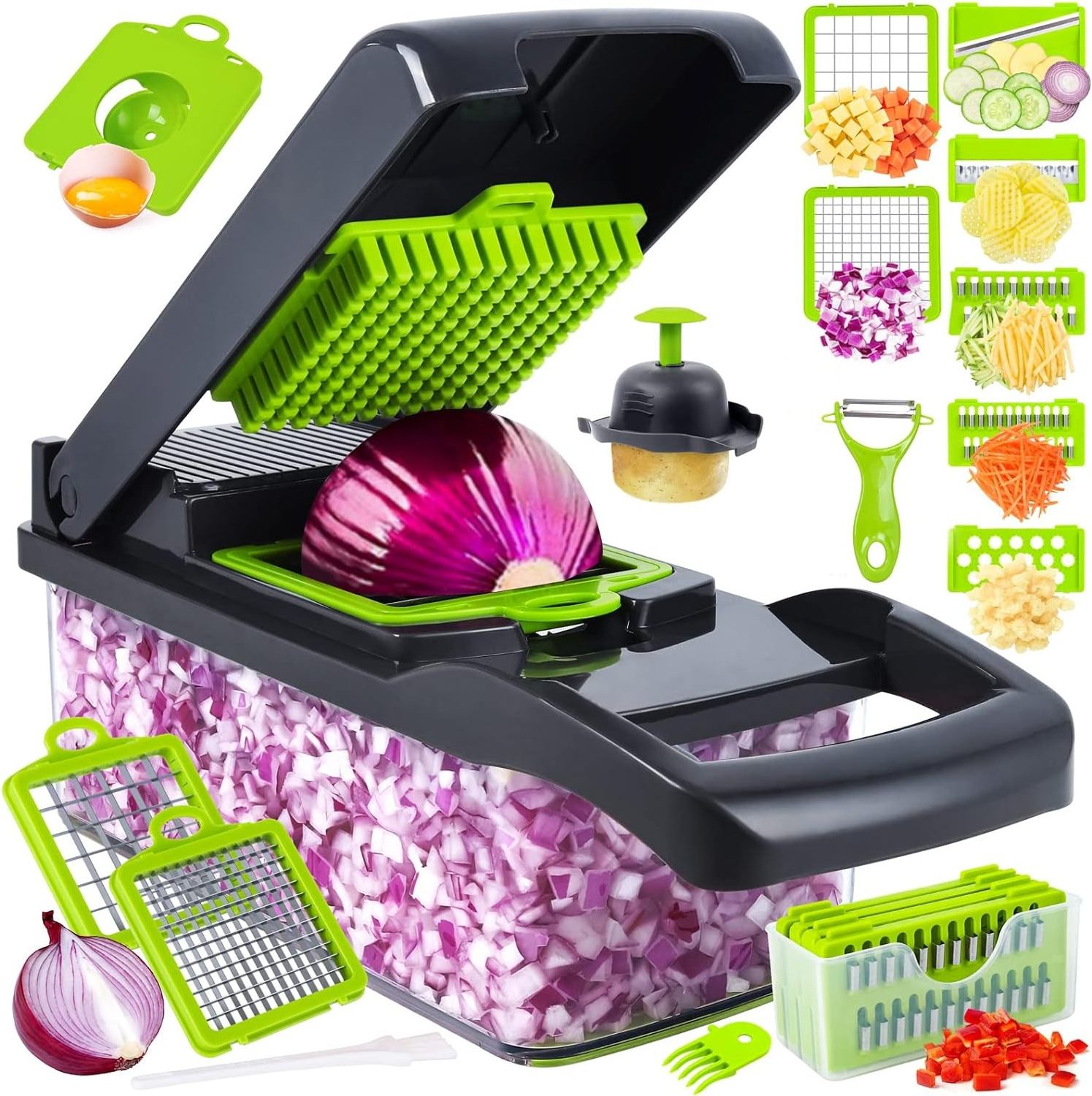 16 in 1 Multifunctional Food Chopper Kitchen Vegetable Slicer Dicer Cutter Pro Onion Chopper Vegetable Chopper With Container