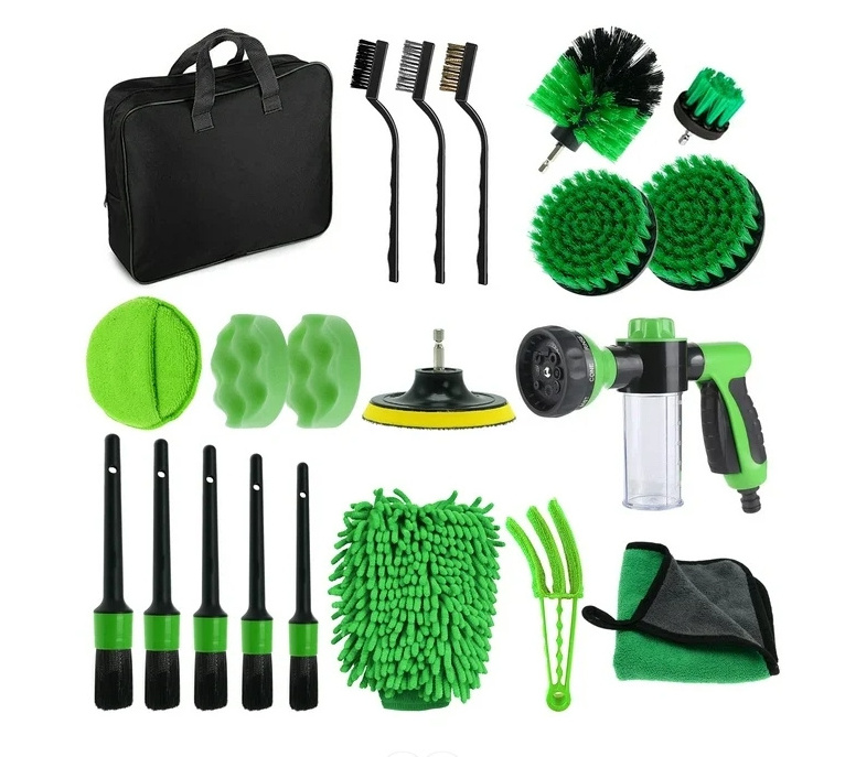 2024 New Color Car Wash Kit with Boar Hair Detail Brush Car Interior Detailing Kit Car Detailing Brush Set