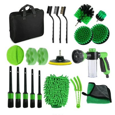 2024 New Color Car Wash Kit with Boar Hair Detail Brush Car Interior Detailing Kit Car Detailing Brush Set