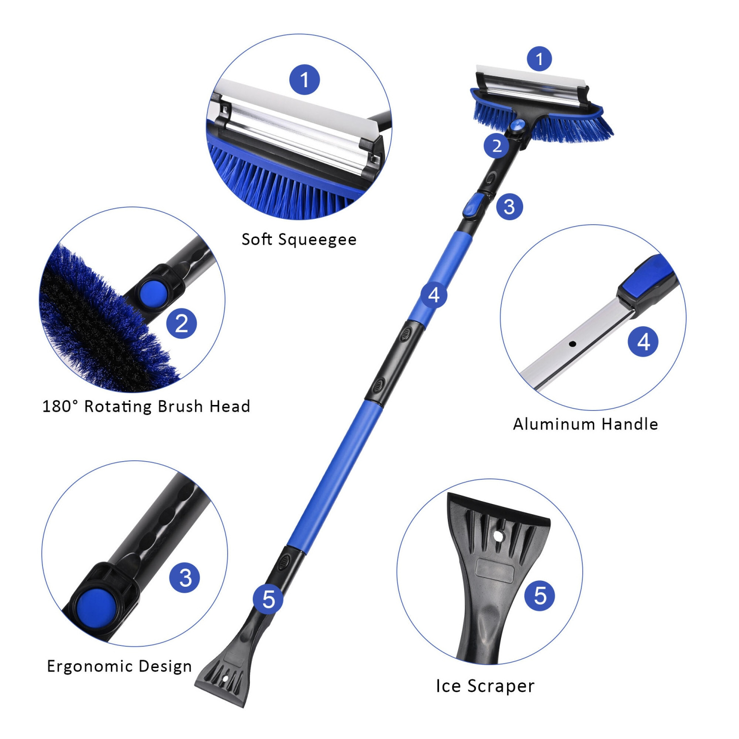 Multifunctional Retractable Snow Shovel Brush Winter Car Frost Scraper Snow Removal Kit