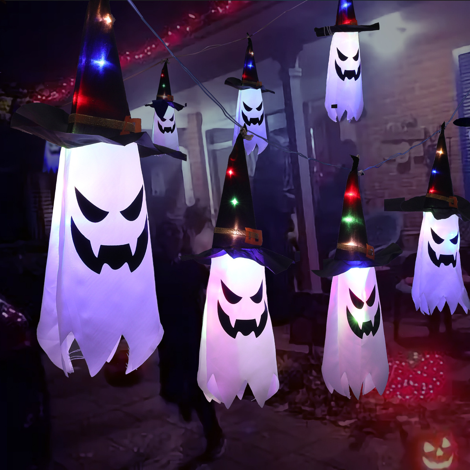 Halloween Decorations Indoor Outside Ornaments Clearance Halloween Party Lights String Decor Hanging Lighted Glowing Gho