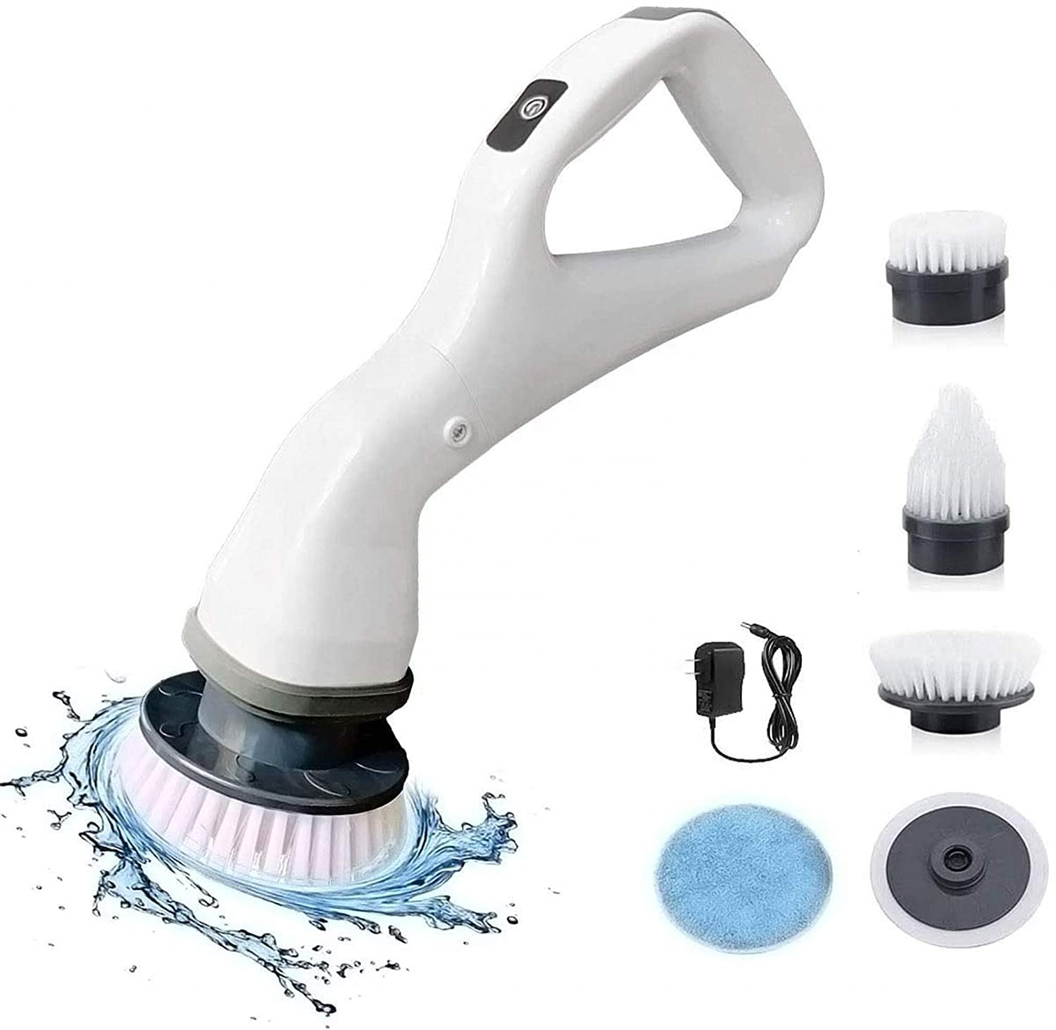 Hand Held Cordless Power Electric Spin Scrubber Cleaning Brush with 4 Replaceable Brush Head