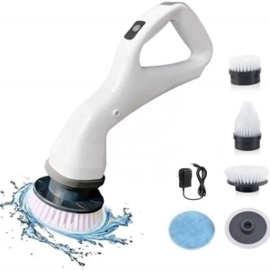 Hand Held Cordless Power Electric Spin Scrubber Cleaning Brush with 4 Replaceable Brush Head