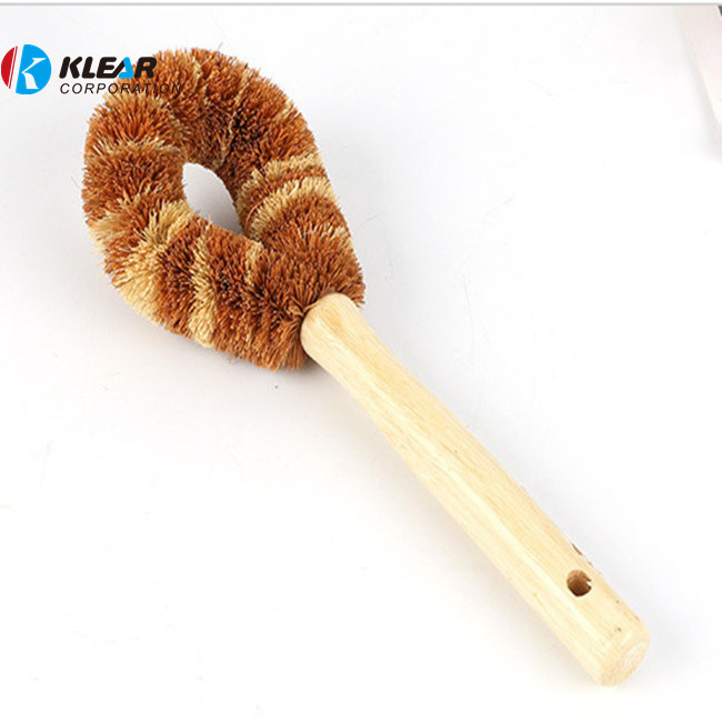 Plant Based Cleaning Brush Set Wood and Coconut Bristle Pan Bottle and Pot Cleaning Brush Kit