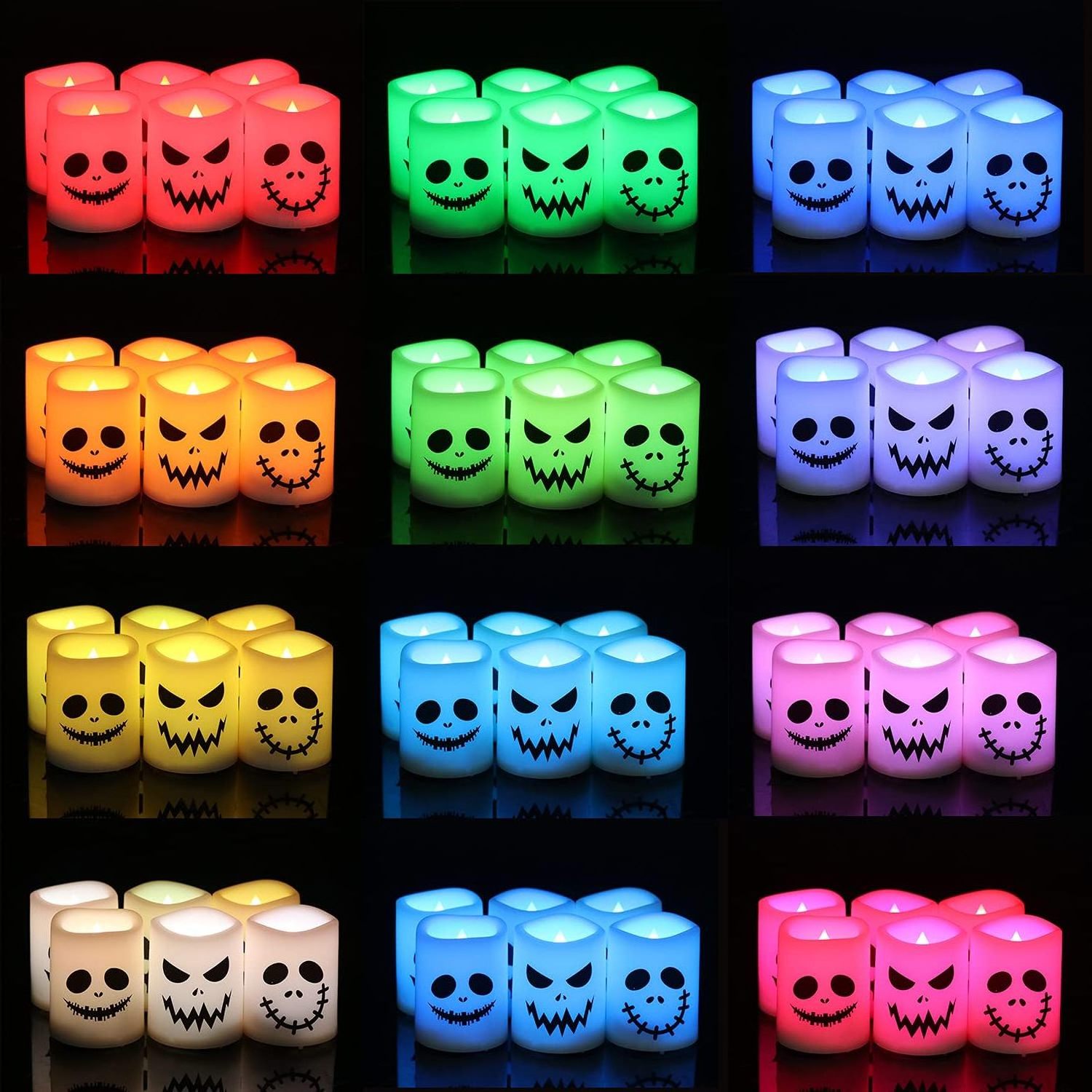 6 Pack Battery Operated LED Tealight Candles Halloween Home Decoration Gifts Halloween Flameless Votive Candles Color Changing