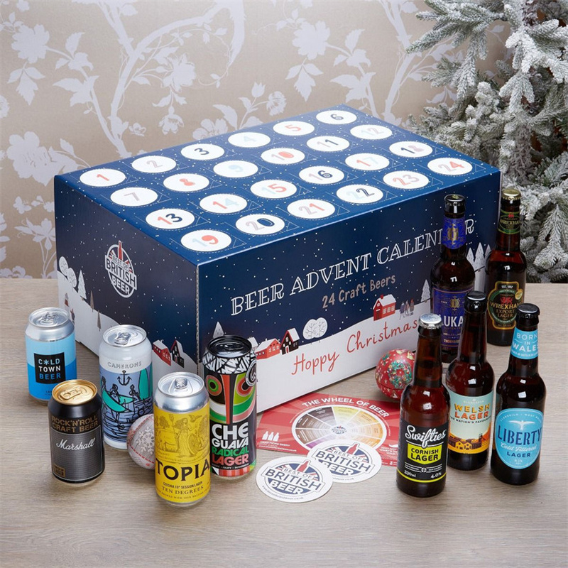 Custom Cardboard Christmas Countdown Wine Advent Calendar 24 Days Beer Advent Calendar Box