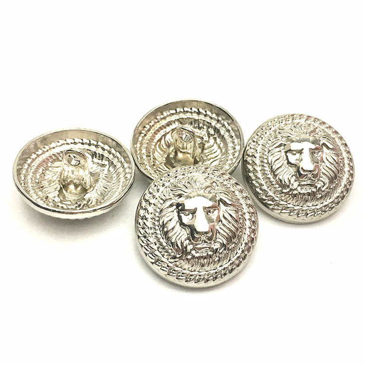 Round decorative button lion head, metal button coat gold silver white suit coat button