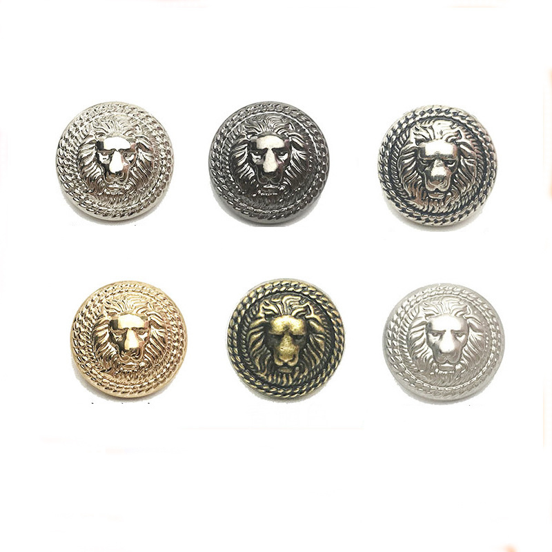 Round decorative button lion head, metal button coat gold silver white suit coat button