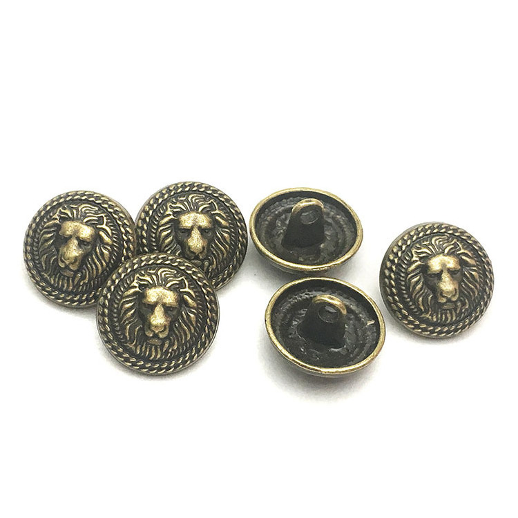 Round decorative button lion head, metal button coat gold silver white suit coat button