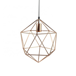 E27 metal geometric cage 40w bulb incandescent LED chandelier pendant light for dining room