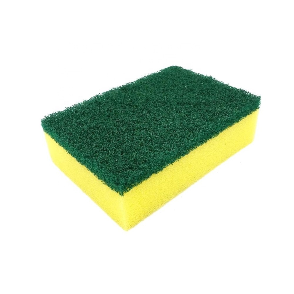 Wholesale Custom Rectangle Scourer Sponge Bulk Household Kitchen Cleaning Pads Made Polyester PU Sponge Rectangle