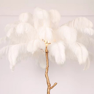 Feather Floor Lamp Modern Copper Luxury Decoration Ostrich Tree Stand Feather Large Led Floor Lamp