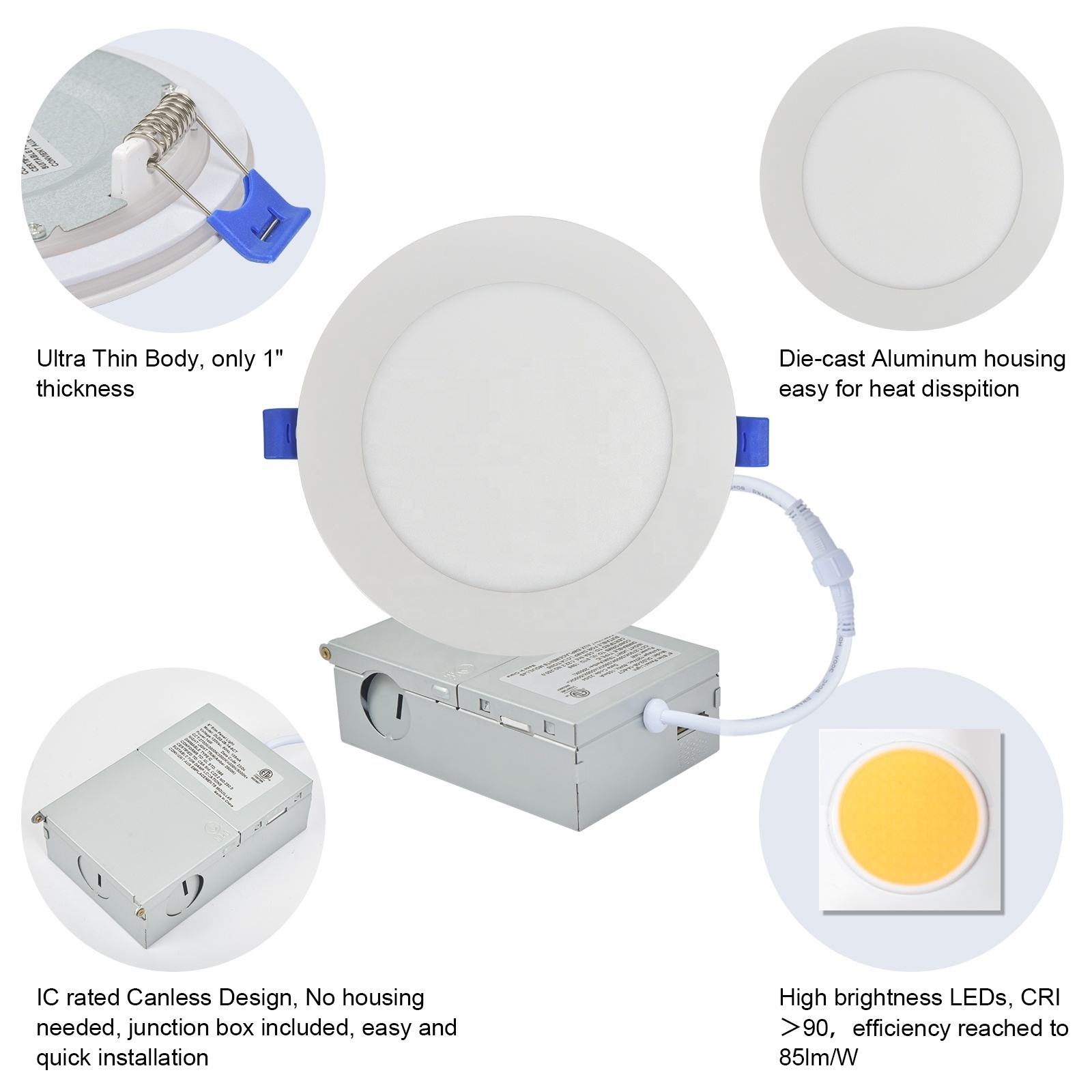 6 Inch Recessed Downlight Aluminum Ultra Thin Downlight Slim Panel Light