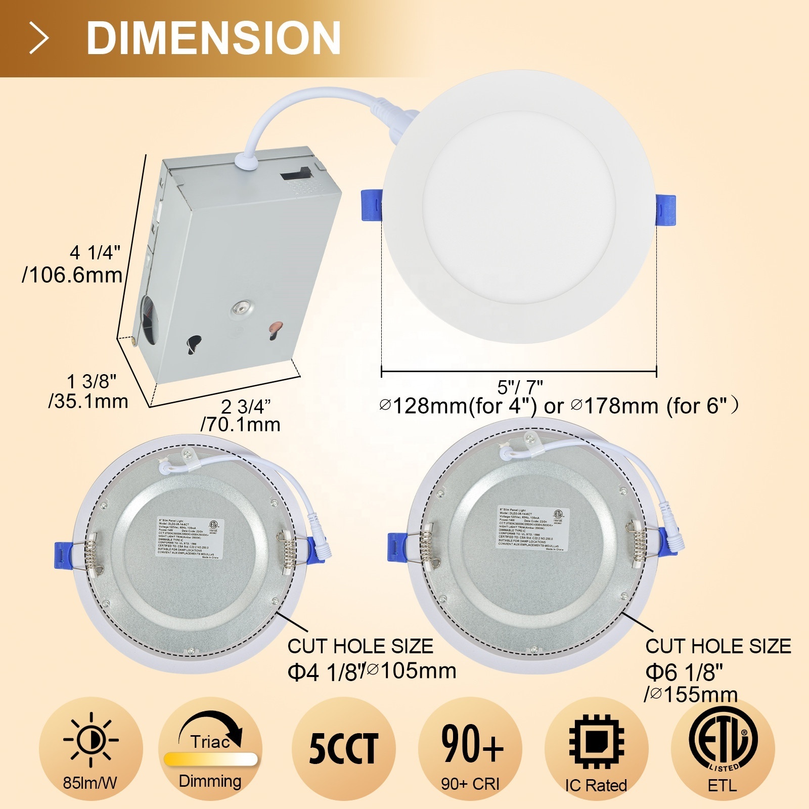 6 Inch Recessed Downlight Aluminum Ultra Thin Downlight Slim Panel Light