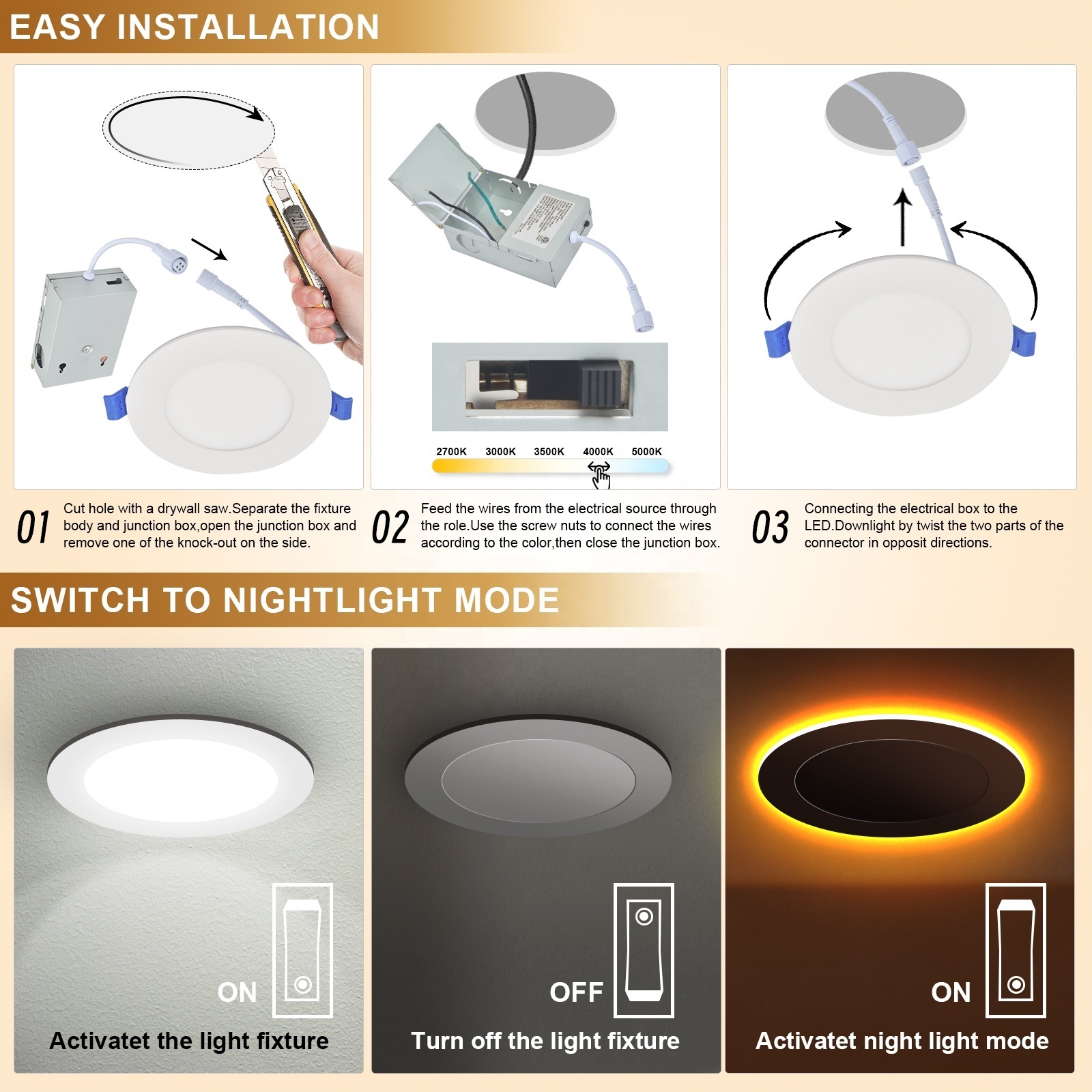 6 Inch Recessed Downlight Aluminum Ultra Thin Downlight Slim Panel Light