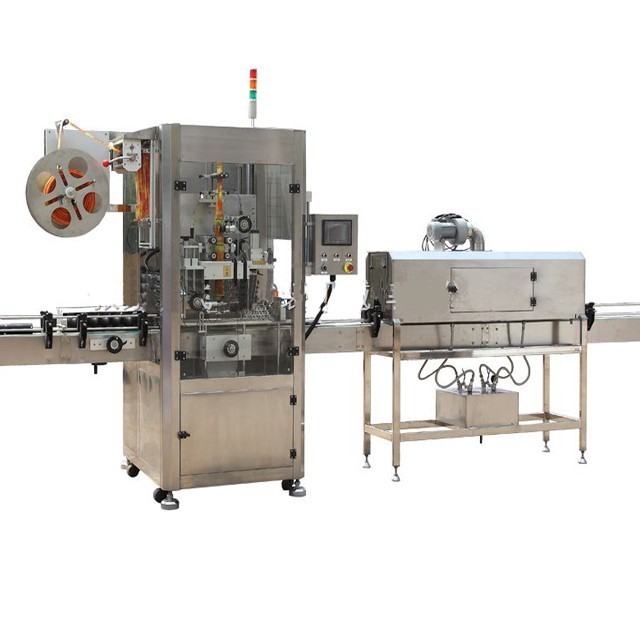 Automatic plastic and glass bottle labeling machine shrink sleeve applicator