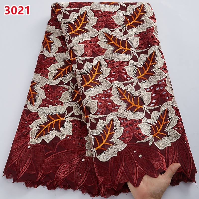 3021 Wholesale Swiss Voile Lace In Switzerland With Eyelet African Nigerian Lace Fabric High Quality French Cotton Lace Fabric