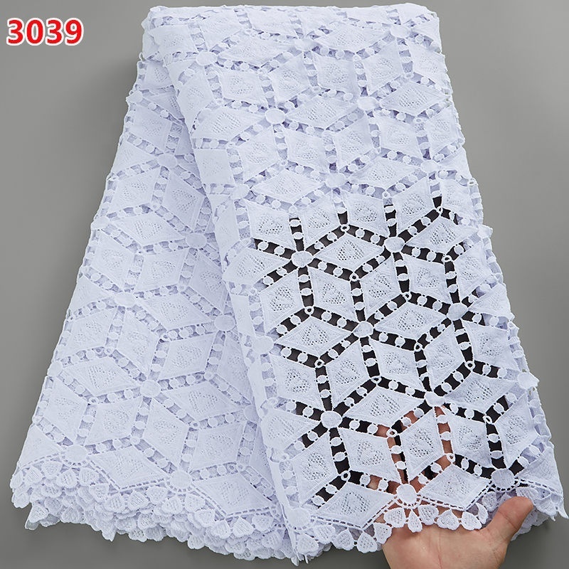 3039 Wholesale Pure White New Designs African High Quality Cord Guipure Lace  Nigeria Lace Fabric For Lady's Wedding Dress