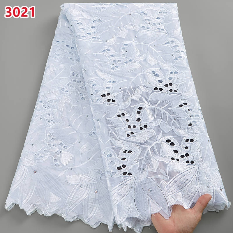 3021 Wholesale Swiss Voile Lace In Switzerland With Eyelet African Nigerian Lace Fabric High Quality French Cotton Lace Fabric