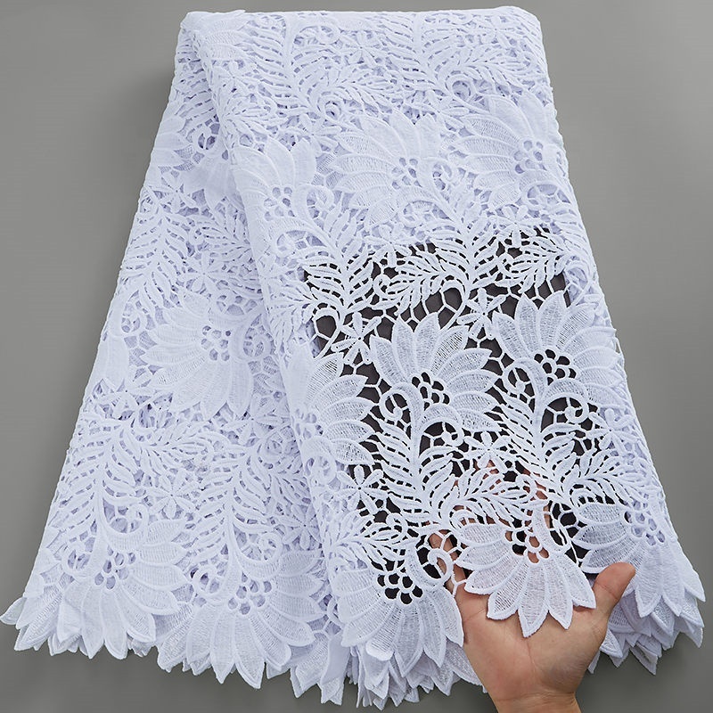 3039 Wholesale Pure White New Designs African High Quality Cord Guipure Lace  Nigeria Lace Fabric For Lady's Wedding Dress