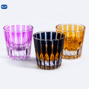 KLP Japanese Style Whisky Glass Thick Bottom Striped Colourful Rock Sodium Calcium Glasses