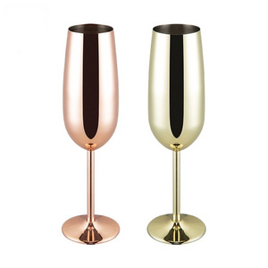 8oz Copper/Gold/Silver stainless steel wine glass Metal Wine Glasses Champagne Flutes Goblets