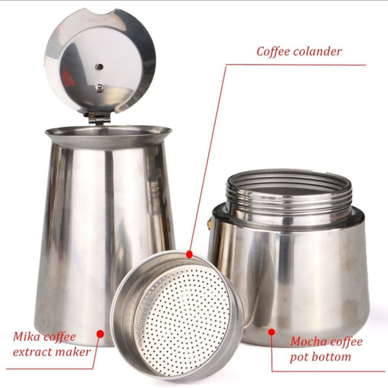 Hot Selling Stainless steel Stove Top Espresso Coffee Maker Stainless Steel 6 cup Moka Pot Espresso Coffee Maker