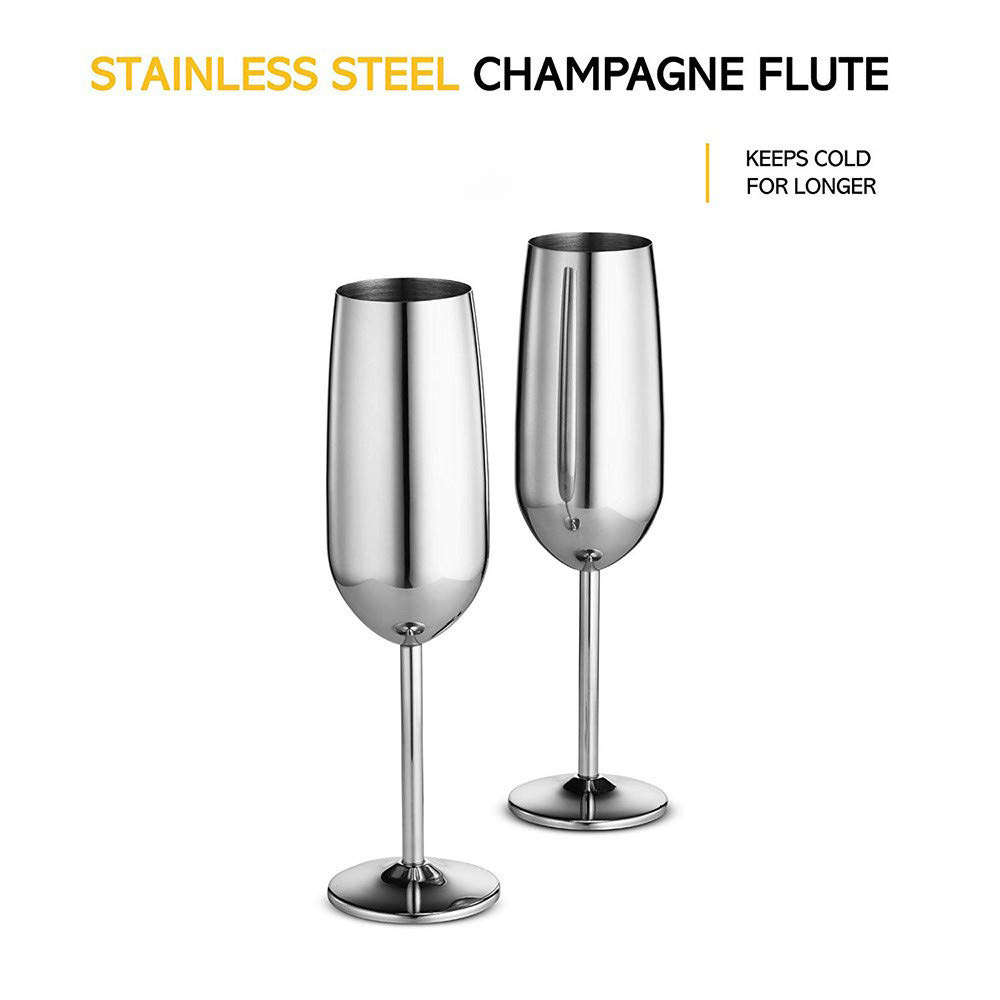 8oz Copper/Gold/Silver stainless steel wine glass Metal Wine Glasses Champagne Flutes Goblets